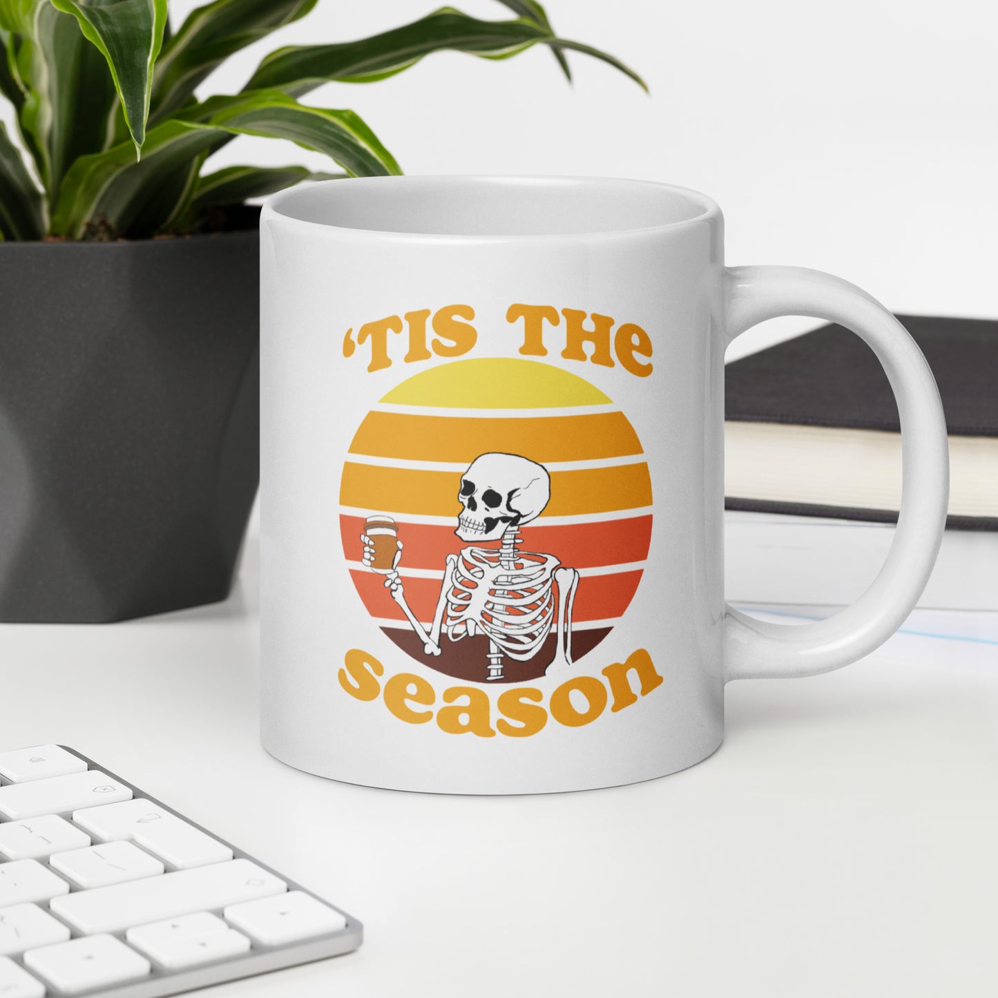 Tis The Season Skeleton White mug