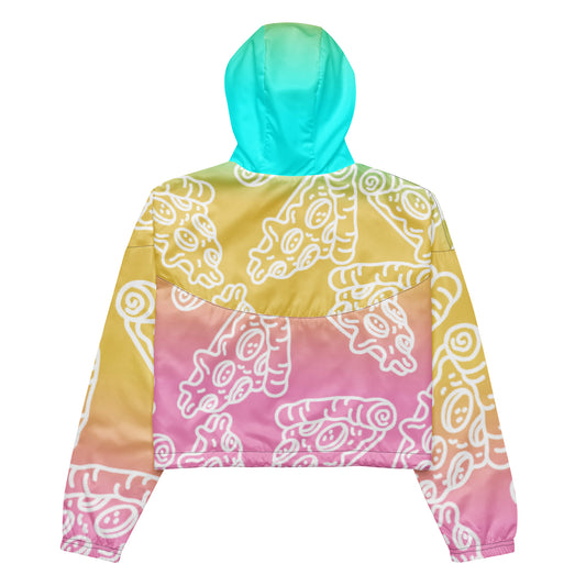 Tropical Pizza Women’s Cropped Windbreaker