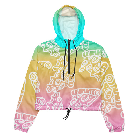 Tropical Pizza Women’s Cropped Windbreaker