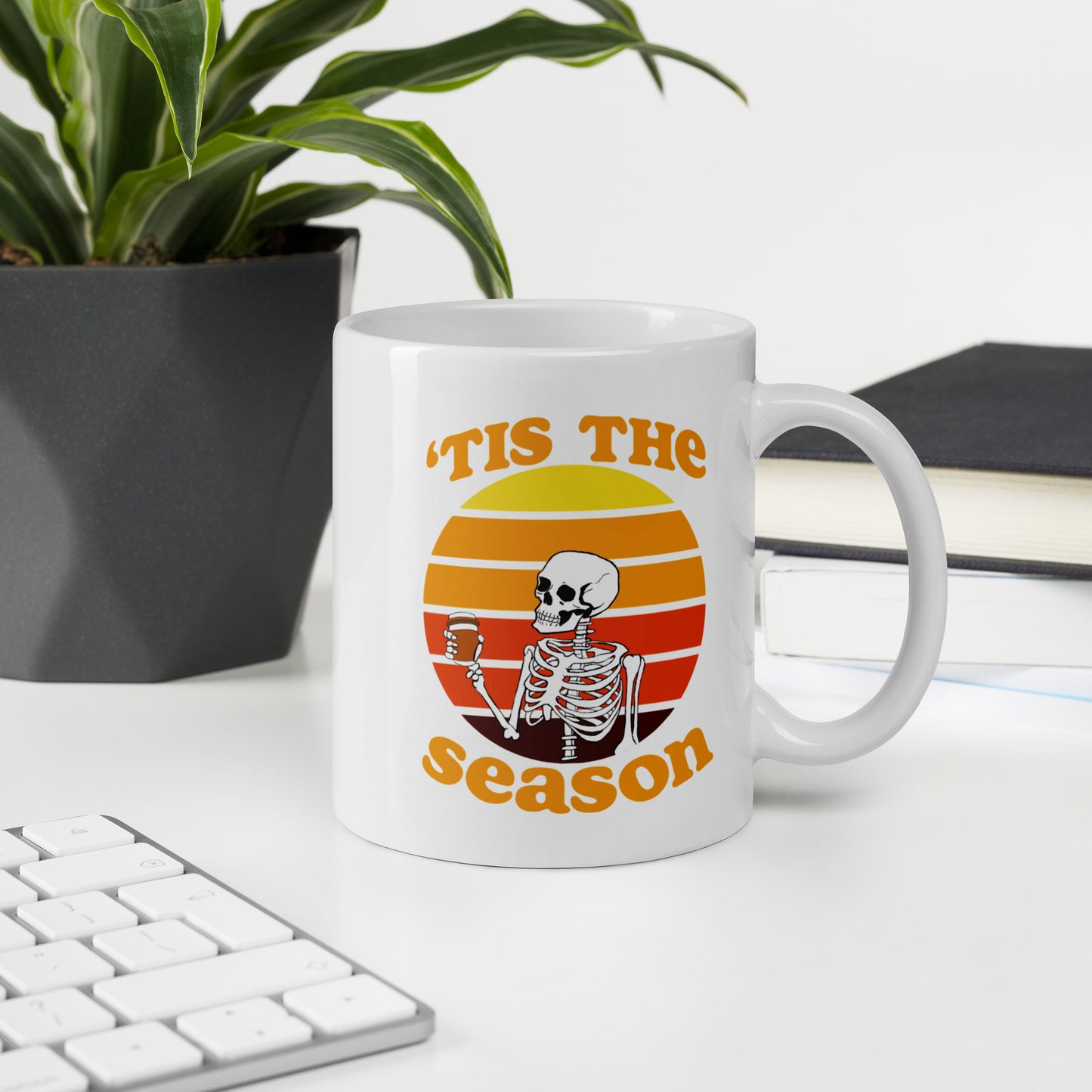 Tis The Season Skeleton White mug