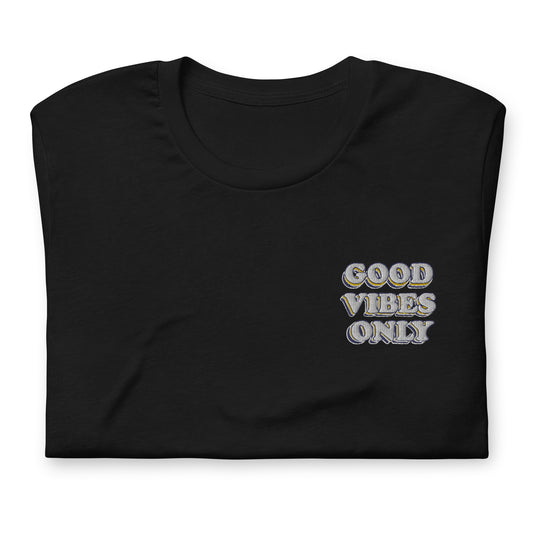 Good Vibes Only Pocket Embordered Unisex T-shirt